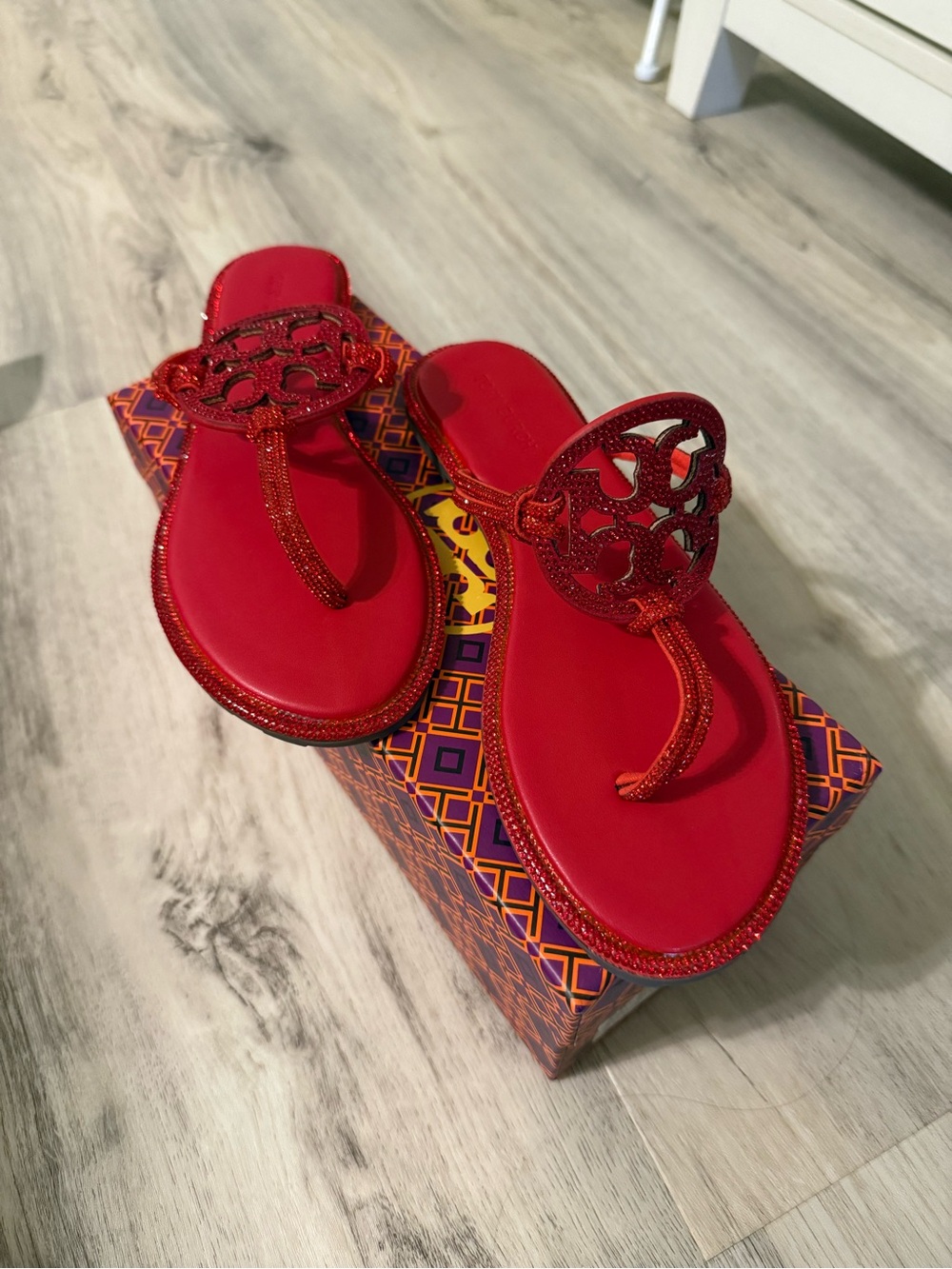 Red Women's Logo Medallion Thong Sandals
